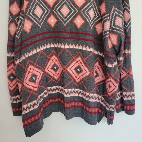 Talbots Woman Lambswool Sweater Geometric Gray Fall Plus Women 3X - Picture 6 of 10